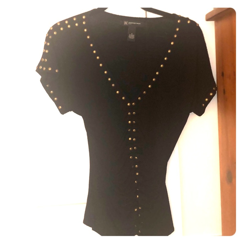Black short sleeve v neck top